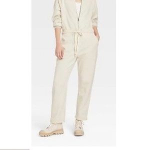 Women's Long Sleeve Fleece Jumpsuit - Cream - Universal Thread - size  small-new